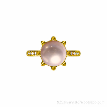 Customized colour 925 sterling silver ring with fresh water pearl and CZ stones